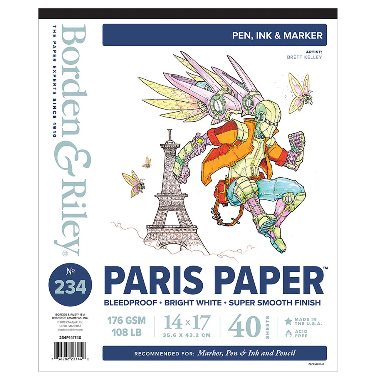 Borden & Riley #234 Paris Paper Pad, 176 GSM/176 GSM/108 lb., 1 Pad Each